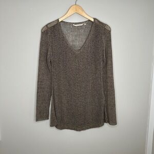 Soft Surroundings Loose Knit Tunic Top Women's Small Brown Long Sleeve‎ Coastal